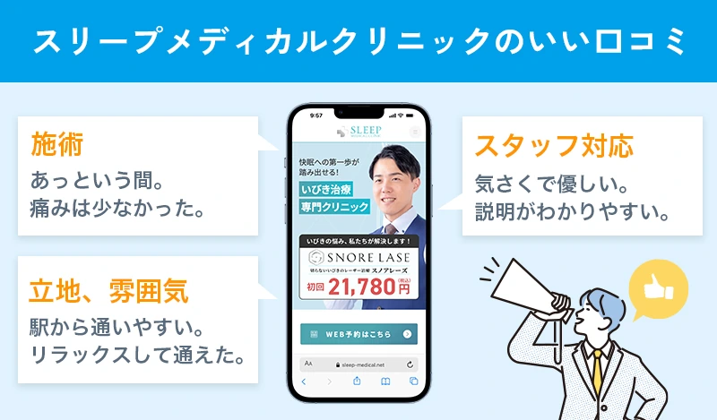スリープメディカルクリニックでいびき治療を受けた人からの良い口コミ